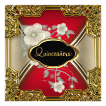 Rouge de noir d'or de fête d'anniversaire de Quinc Invitation Personnalisable