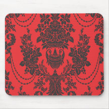 rouge de roses de damassé et black.ai tapis de souris