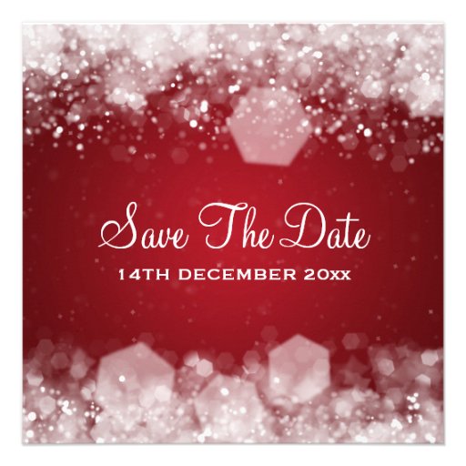 Rouge de scintillement de nuit de mariage d'hiver invitations