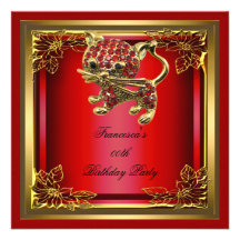 Rouge élégant de fête d'anniversaire d'élite d'or  faire-part