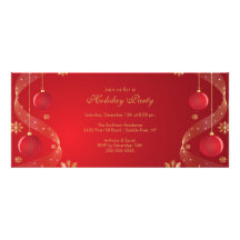 Rouge élégant et or d'invitation de fête de vacanc