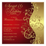Rouge et 16ème invitation de fête d'anniversaire d
