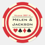 Rouge et blanc de jeton de poker autocollants