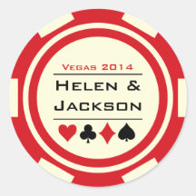 Rouge et blanc de jeton de poker autocollants
