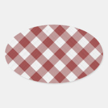 rouge et blanc de motif de contrôleurs de guingan sticker ovale