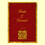 Rouge et bonheur chinois d'or double épousant RSVP invitations