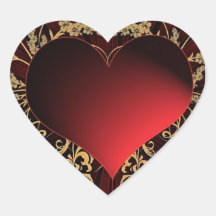 Rouge et conception de coeur d'or autocollant en cœur