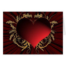 Rouge et conception de coeur d'or cartes