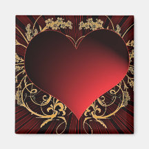 Rouge et conception de coeur d'or magnets pour réfrigérateur