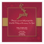 Rouge et invitation formelle de Noël de renne d'or