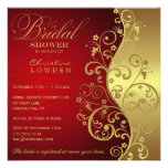 Rouge et invitation nuptiale de douche d'or