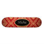 Rouge et monogramme vintage de papier peint floral planche à roulette