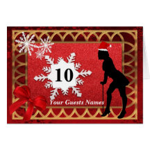 Rouge et nombre de table de Noël d'or Cartes De Vœux