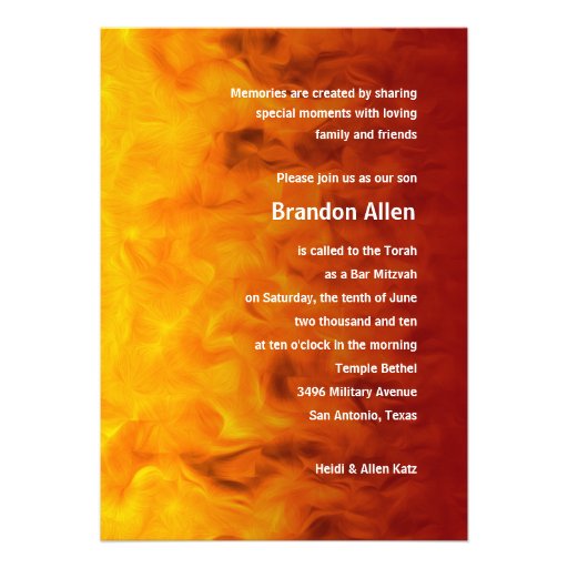 Rouge et orange de Mitzvah de barre Invitations Personnalisées
