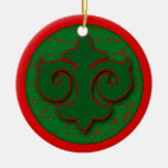 Rouge et ornement de Green Fleur de Lis Holiday