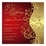 Rouge et quatre-vingtième invitation de fête d'ann