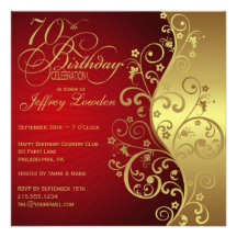 Rouge et soixante-dixième invitation de fête d'ann