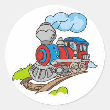Rouge et train bleu autocollant