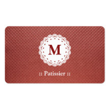 Rouge foncé de monogramme de dentelle de Patissier Cartes De Visite Professionnelles