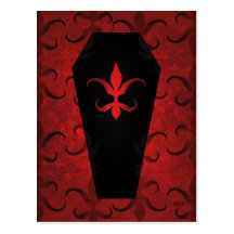 Rouge gothique élégant Halloween de cercueil de vi Cartes Postales