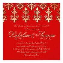 Rouge indien d'automne d'or de damassé d'invitatio invitations