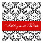 Rouge noir élégant d'invitation de mariage damassé