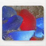 Rouge rare et bleu de cobalt Seaglass Tapis De Souris