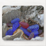 Rouge rare et bleu de cobalt Seaglass Tapis De Souris