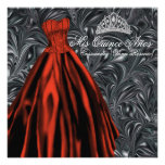 Rouge rouge blanc noir Quinceanera de noir de robe Invitation Personnalisée