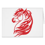 Rouge tribal de cheval carte de vœux