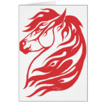 Rouge tribal de cheval cartes de vœux