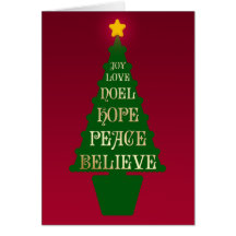 Rouge, vert, carte d'arbre de Noël d'or