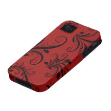 Rouge victorien de damassé d'antiquité d'ornement, coque iPhone 4/4S
