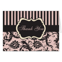 Rougissent le rose, crème, carte de remerciements 
