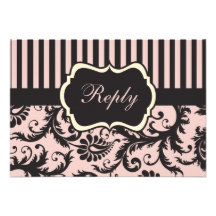 Rougissent le rose, crème, carte- de réponse grise faire-parts