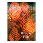 Rouille et fête d'anniversaire de feuille de vert invitations personnalisées