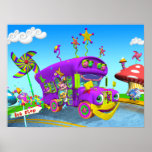 "Roule sur l'autobus" affiche de 24w x de 18h