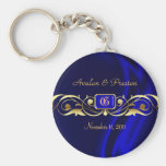 Rouleau en soie bleu Keychain d'or de marquis Porte-clef