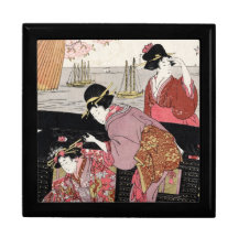 Rouleau japonais frais de dame de geisha de trio d boîte à bijoux