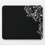 rouleau noir et blanc de fleur tapis de souris