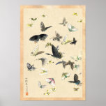 Rouleau vintage japonais frais de papillon d'ukiyo posters