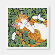 Roulement dans le trèfle - aimant d'art de chat
