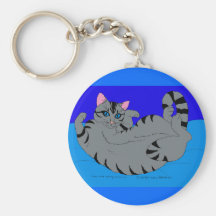 Roulement Kitty sur le bleu Porte-clefs