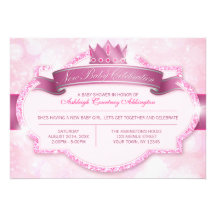 Royal Princess Pink Glitter Baby Shower Invitation