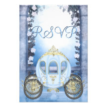 RSVP bleu de princesse Carriage Enchanted Cartons D'invitation Personnalisés