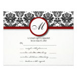 RSVP carde le noir et le monogramme de damassé de  Cartons D'invitation