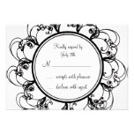 RSVP floral de fantaisie (noir/blanc) Faire-parts