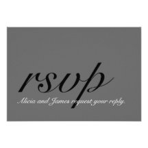 RSVP l'épousant gris, noir, simple avec l'initiale Invitations