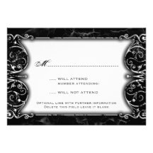 RSVP l'épousant noir et blanc éffrayant victorien  Invitations