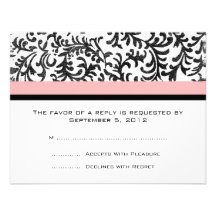 RSVP l'épousant rose et noir Bristols Personnalisés